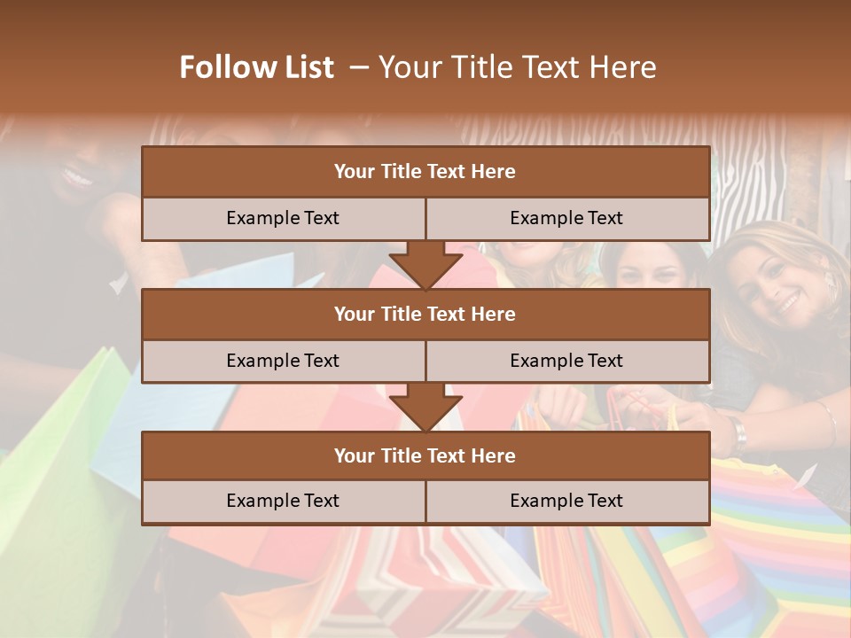 A Group Of People Holding Shopping Bags And Posing For A Picture PowerPoint Template