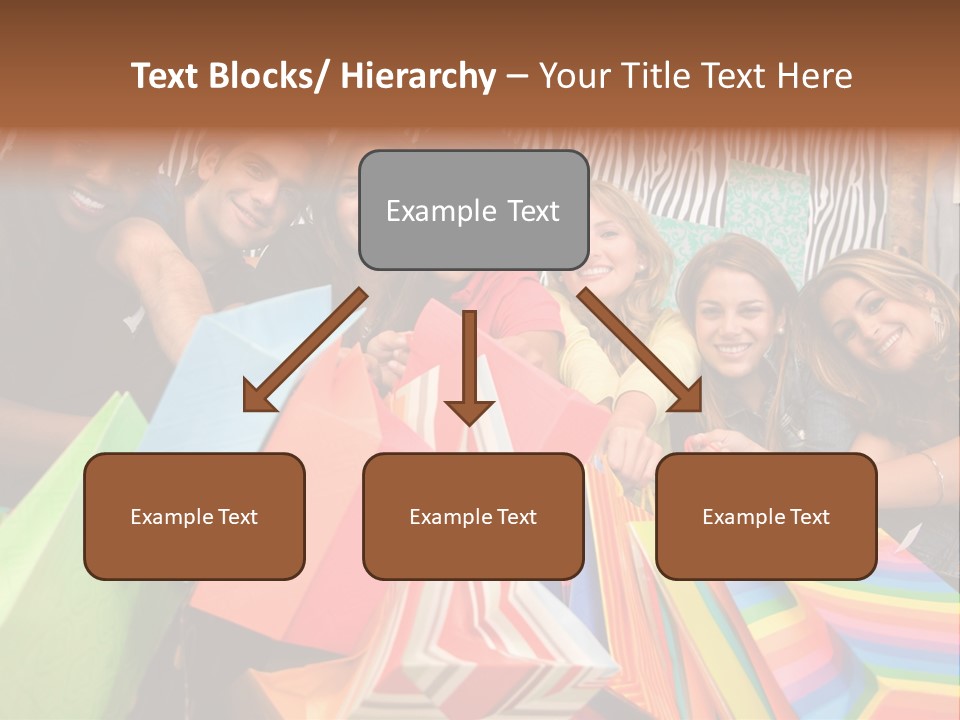 A Group Of People Holding Shopping Bags And Posing For A Picture PowerPoint Template