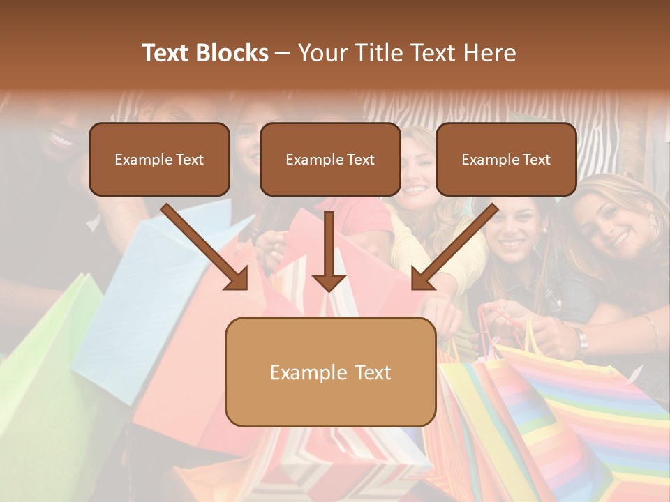 A Group Of People Holding Shopping Bags And Posing For A Picture PowerPoint Template