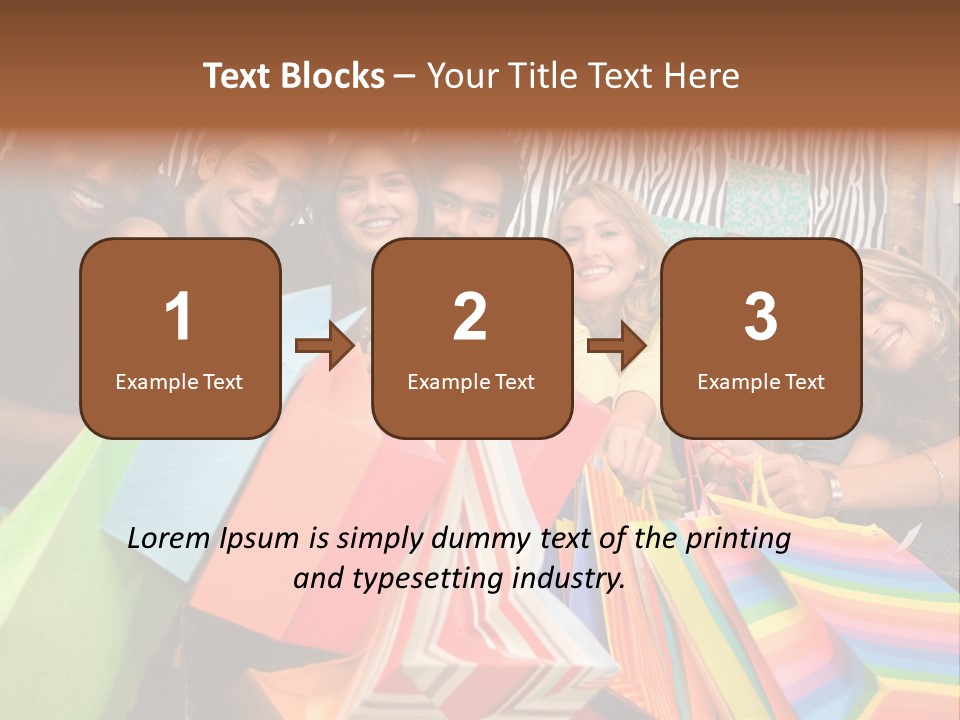 A Group Of People Holding Shopping Bags And Posing For A Picture PowerPoint Template