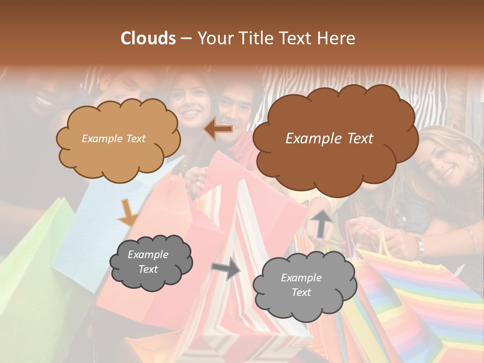 A Group Of People Holding Shopping Bags And Posing For A Picture PowerPoint Template