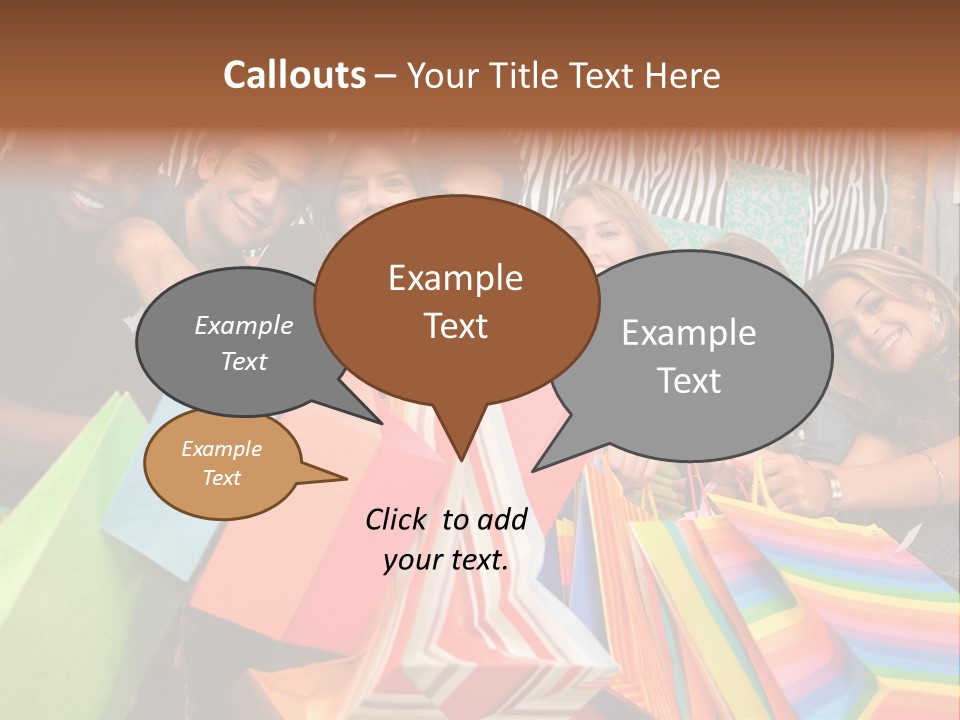 A Group Of People Holding Shopping Bags And Posing For A Picture PowerPoint Template