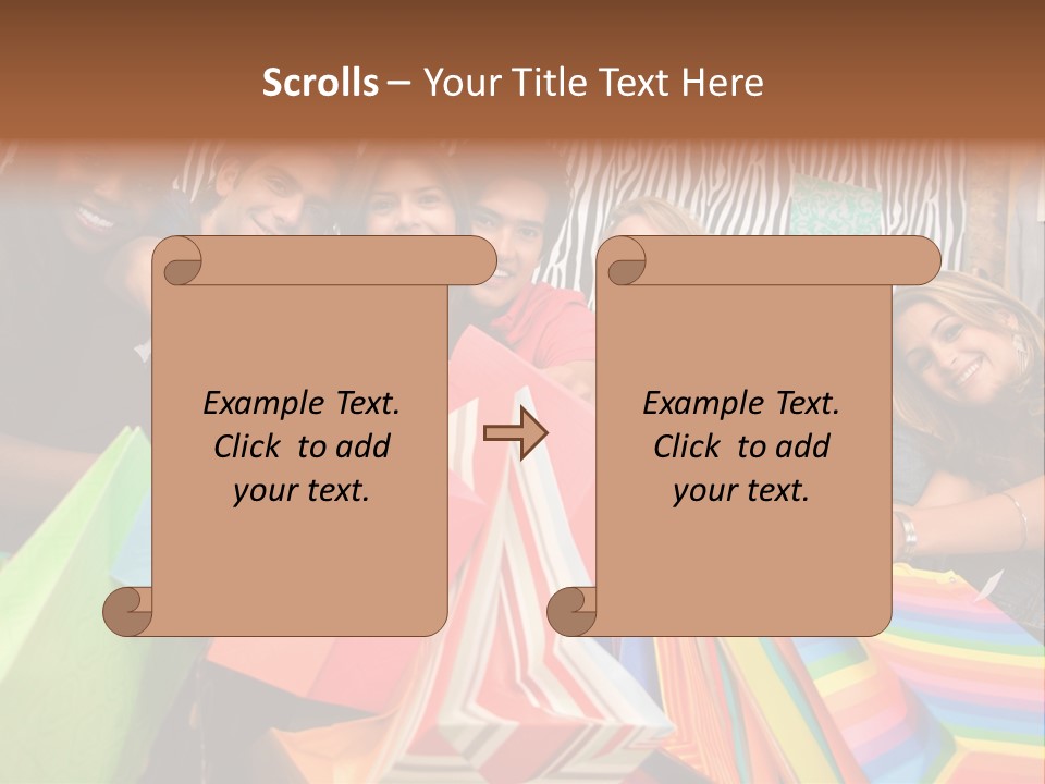 A Group Of People Holding Shopping Bags And Posing For A Picture PowerPoint Template