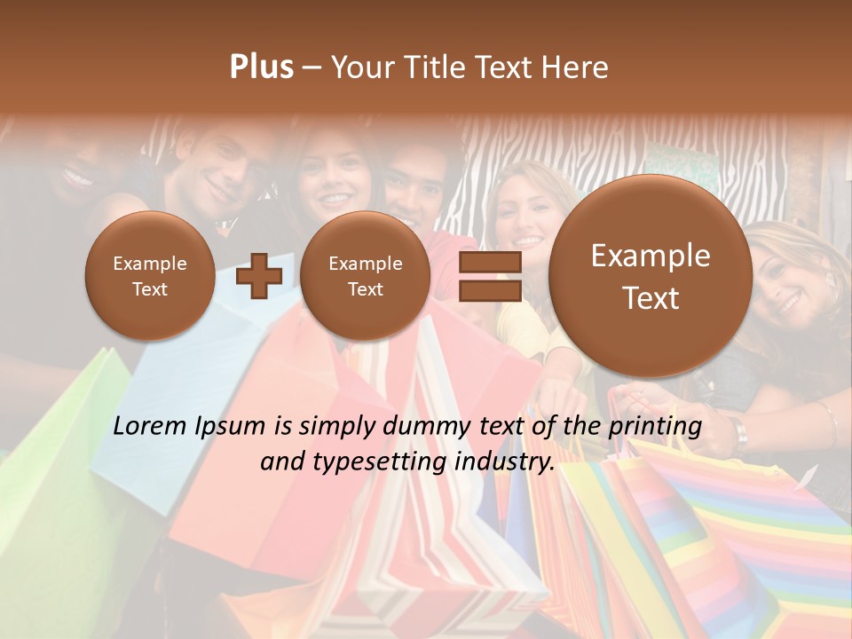 A Group Of People Holding Shopping Bags And Posing For A Picture PowerPoint Template