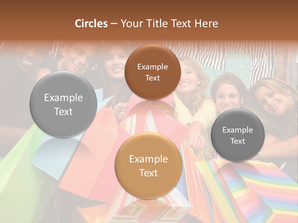 A Group Of People Holding Shopping Bags And Posing For A Picture PowerPoint Template