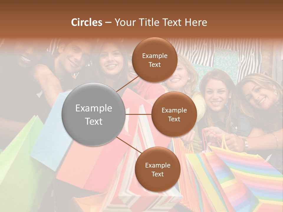 A Group Of People Holding Shopping Bags And Posing For A Picture PowerPoint Template