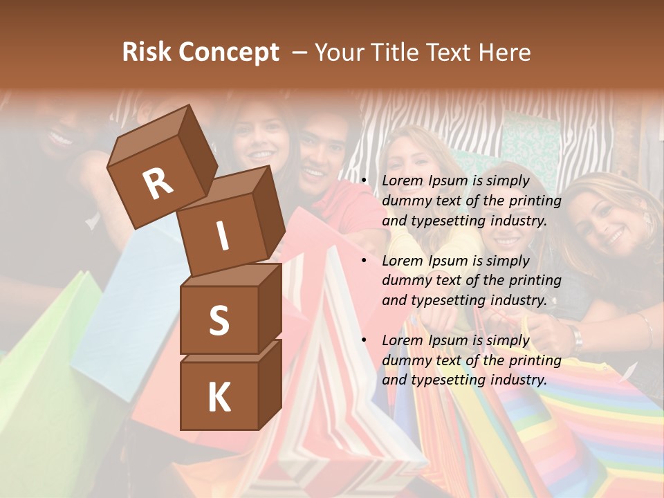 A Group Of People Holding Shopping Bags And Posing For A Picture PowerPoint Template