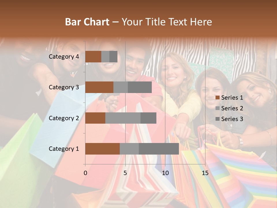 A Group Of People Holding Shopping Bags And Posing For A Picture PowerPoint Template