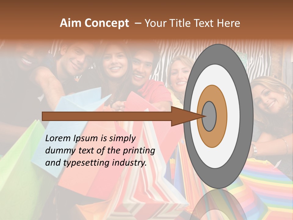 A Group Of People Holding Shopping Bags And Posing For A Picture PowerPoint Template