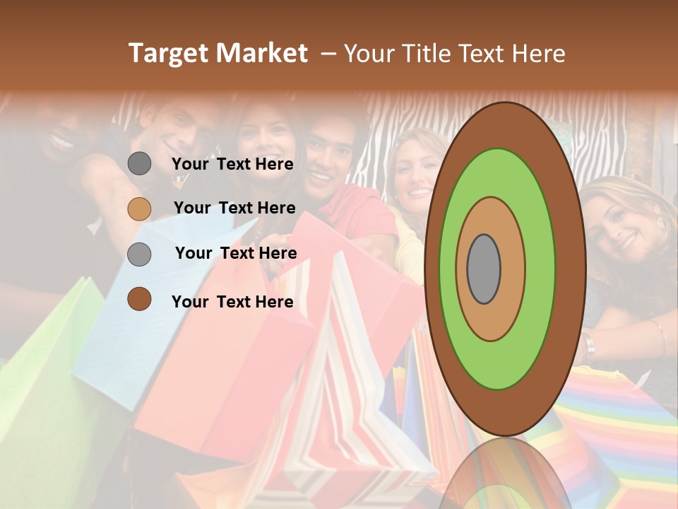 A Group Of People Holding Shopping Bags And Posing For A Picture PowerPoint Template