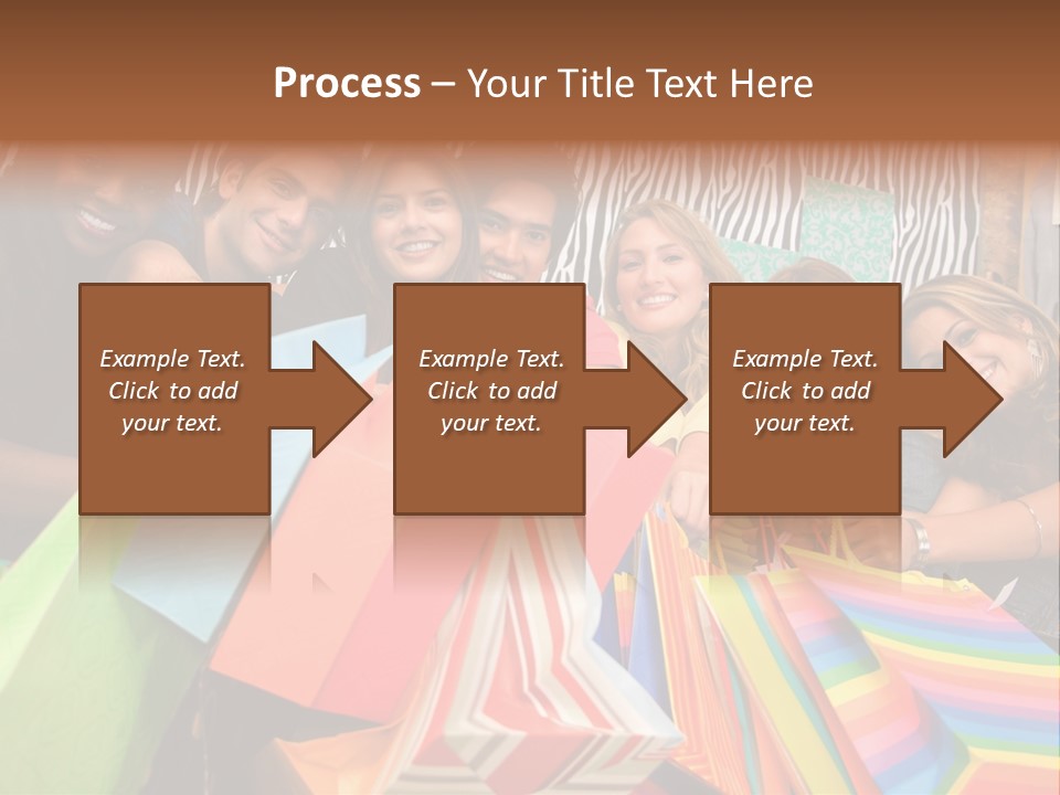 A Group Of People Holding Shopping Bags And Posing For A Picture PowerPoint Template