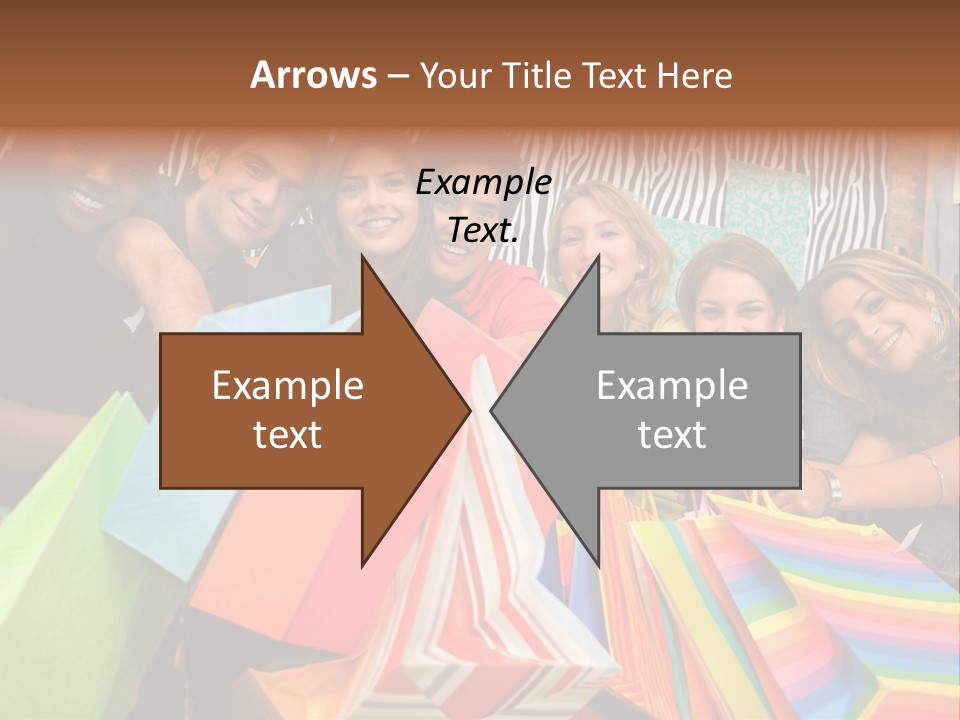 A Group Of People Holding Shopping Bags And Posing For A Picture PowerPoint Template