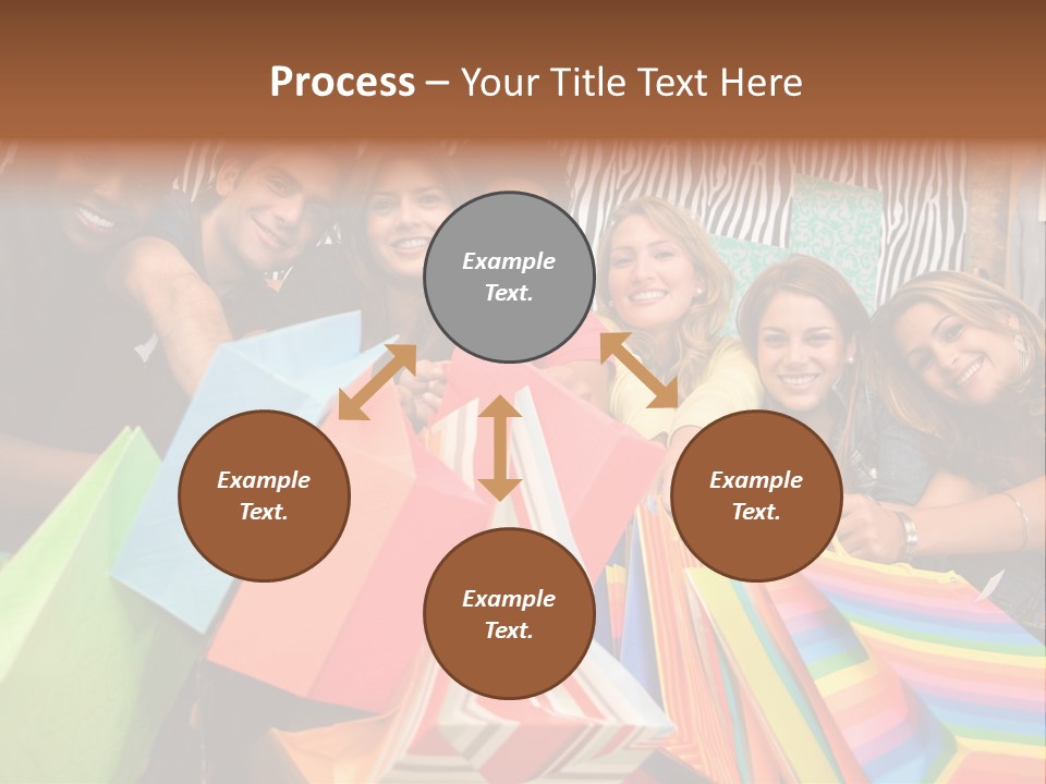 A Group Of People Holding Shopping Bags And Posing For A Picture PowerPoint Template