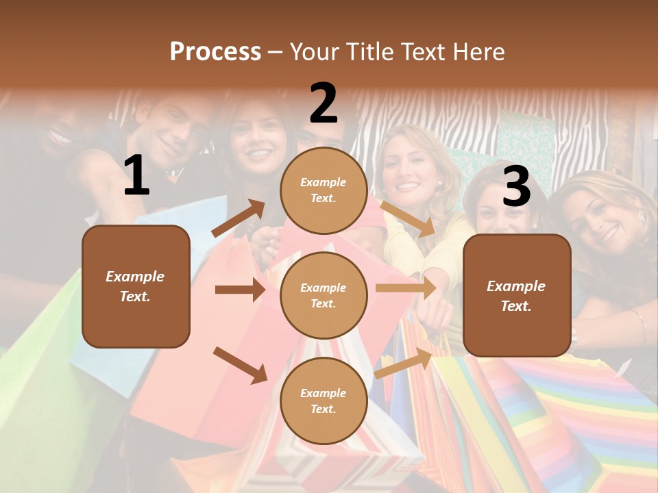 A Group Of People Holding Shopping Bags And Posing For A Picture PowerPoint Template