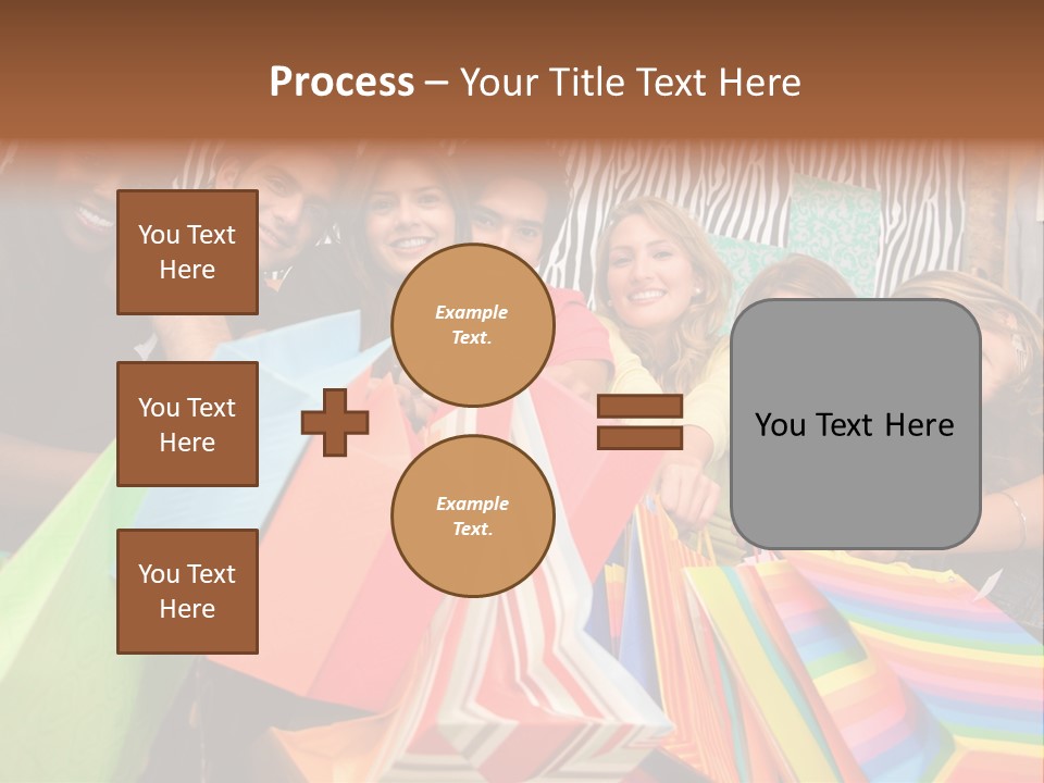 A Group Of People Holding Shopping Bags And Posing For A Picture PowerPoint Template