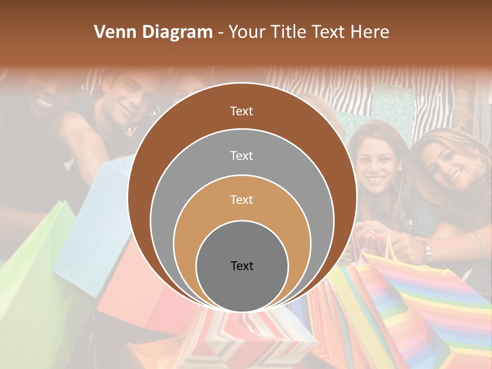 A Group Of People Holding Shopping Bags And Posing For A Picture PowerPoint Template