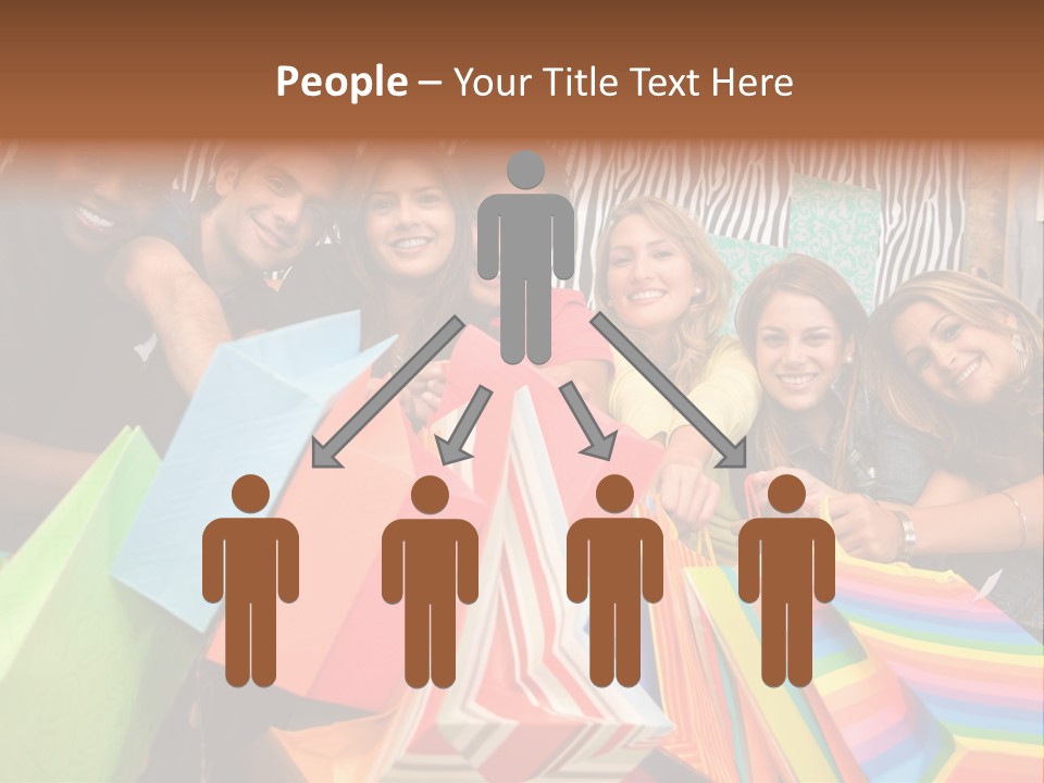 A Group Of People Holding Shopping Bags And Posing For A Picture PowerPoint Template