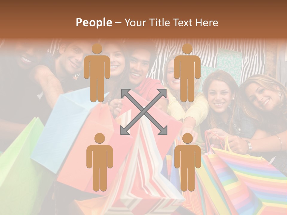 A Group Of People Holding Shopping Bags And Posing For A Picture PowerPoint Template