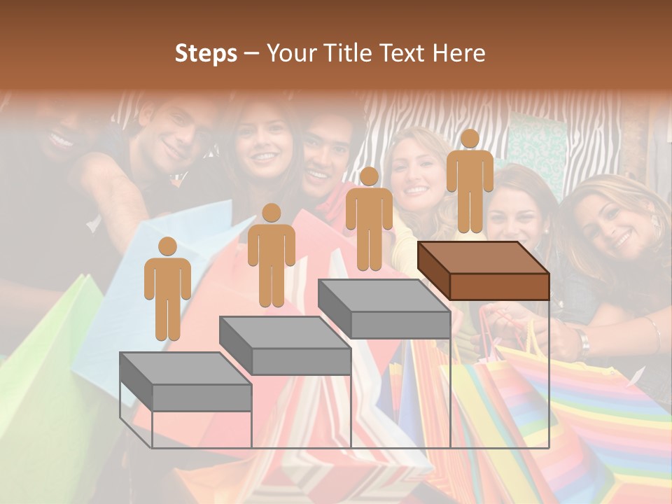 A Group Of People Holding Shopping Bags And Posing For A Picture PowerPoint Template