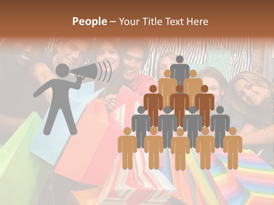 A Group Of People Holding Shopping Bags And Posing For A Picture PowerPoint Template