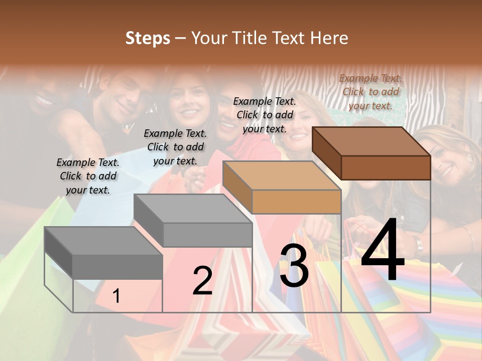 A Group Of People Holding Shopping Bags And Posing For A Picture PowerPoint Template