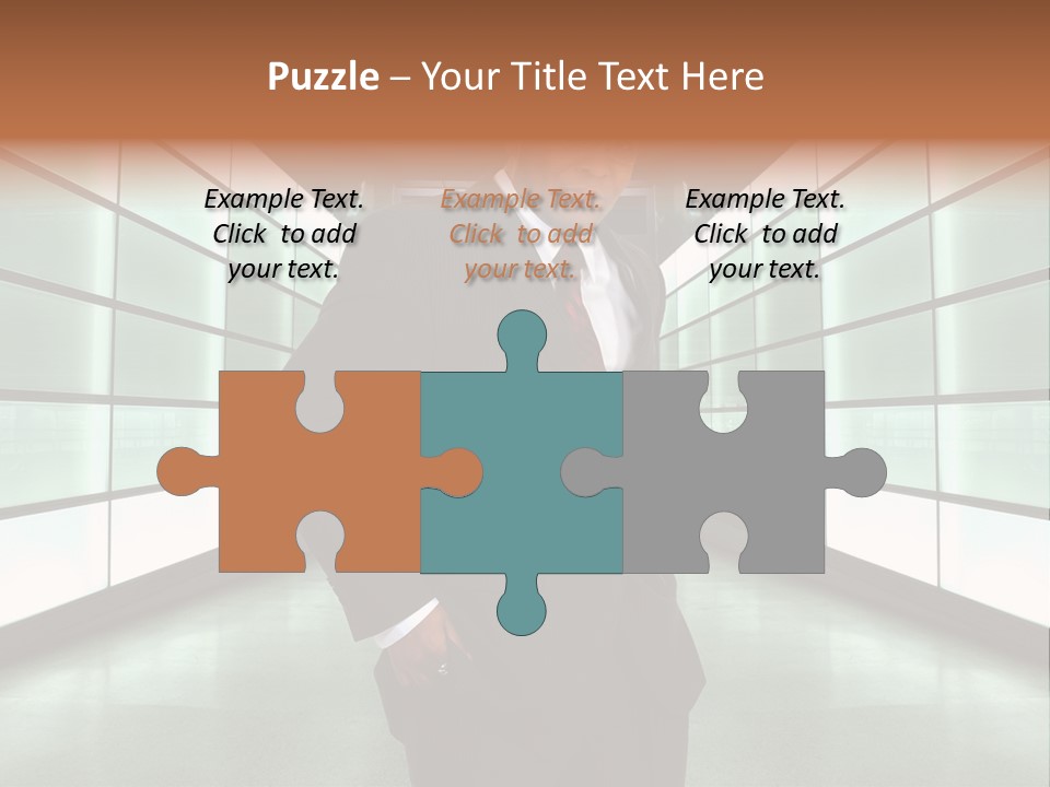 A Man In A Suit Is Standing In A Room PowerPoint Template