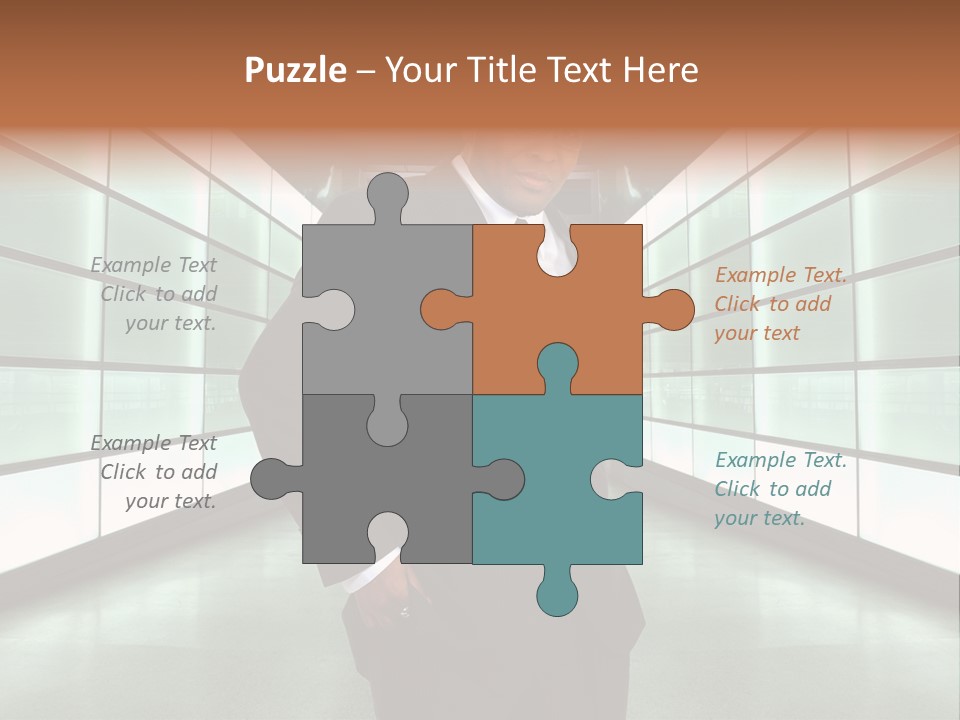 A Man In A Suit Is Standing In A Room PowerPoint Template