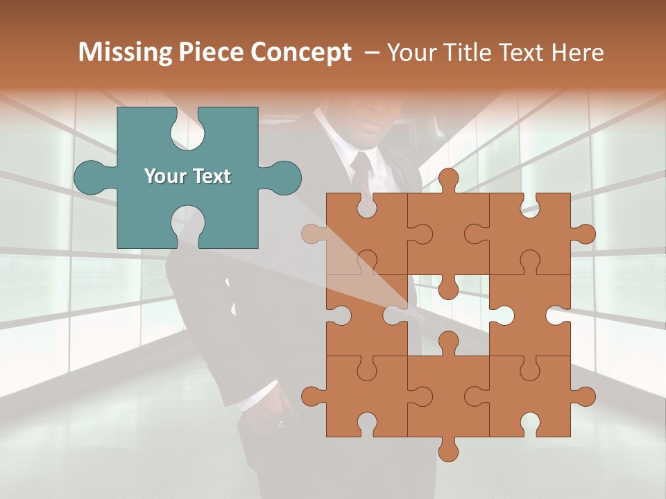 A Man In A Suit Is Standing In A Room PowerPoint Template