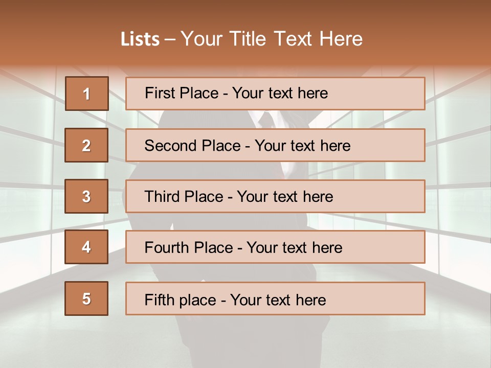 A Man In A Suit Is Standing In A Room PowerPoint Template