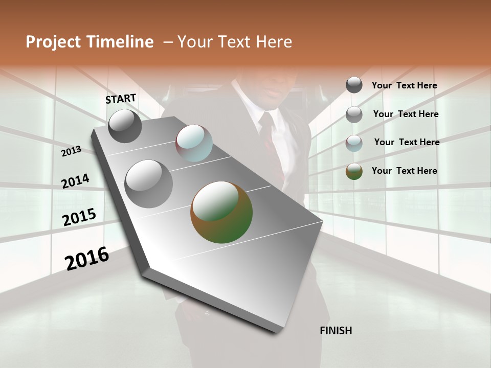 A Man In A Suit Is Standing In A Room PowerPoint Template