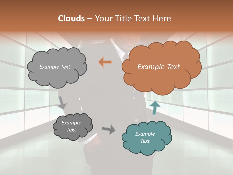 A Man In A Suit Is Standing In A Room PowerPoint Template