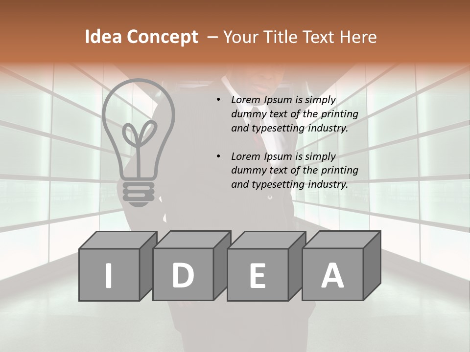 A Man In A Suit Is Standing In A Room PowerPoint Template