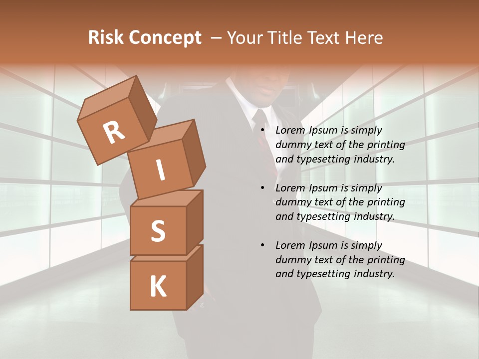 A Man In A Suit Is Standing In A Room PowerPoint Template