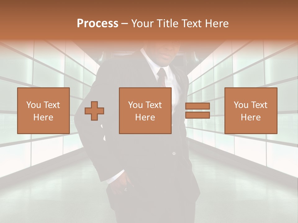 A Man In A Suit Is Standing In A Room PowerPoint Template