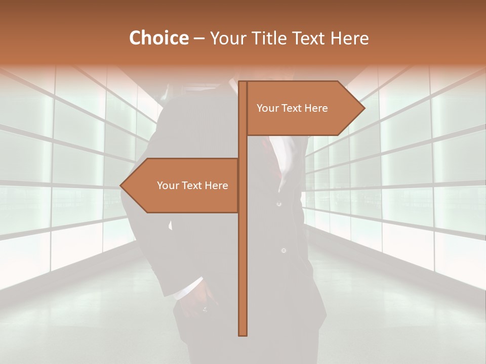 A Man In A Suit Is Standing In A Room PowerPoint Template