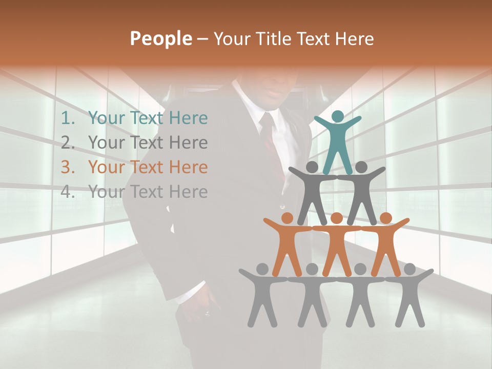 A Man In A Suit Is Standing In A Room PowerPoint Template