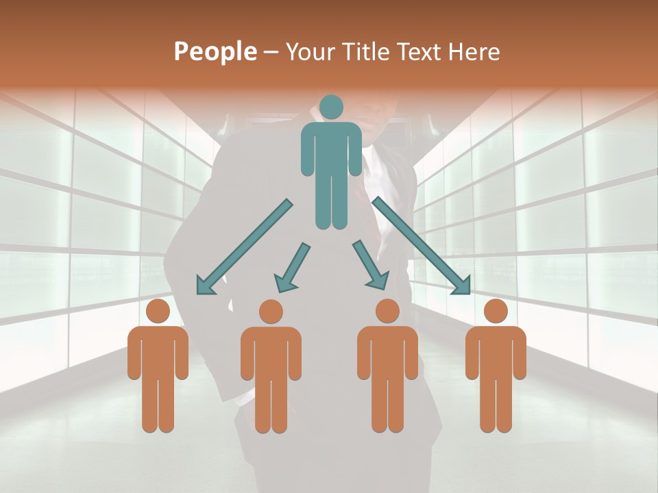 A Man In A Suit Is Standing In A Room PowerPoint Template