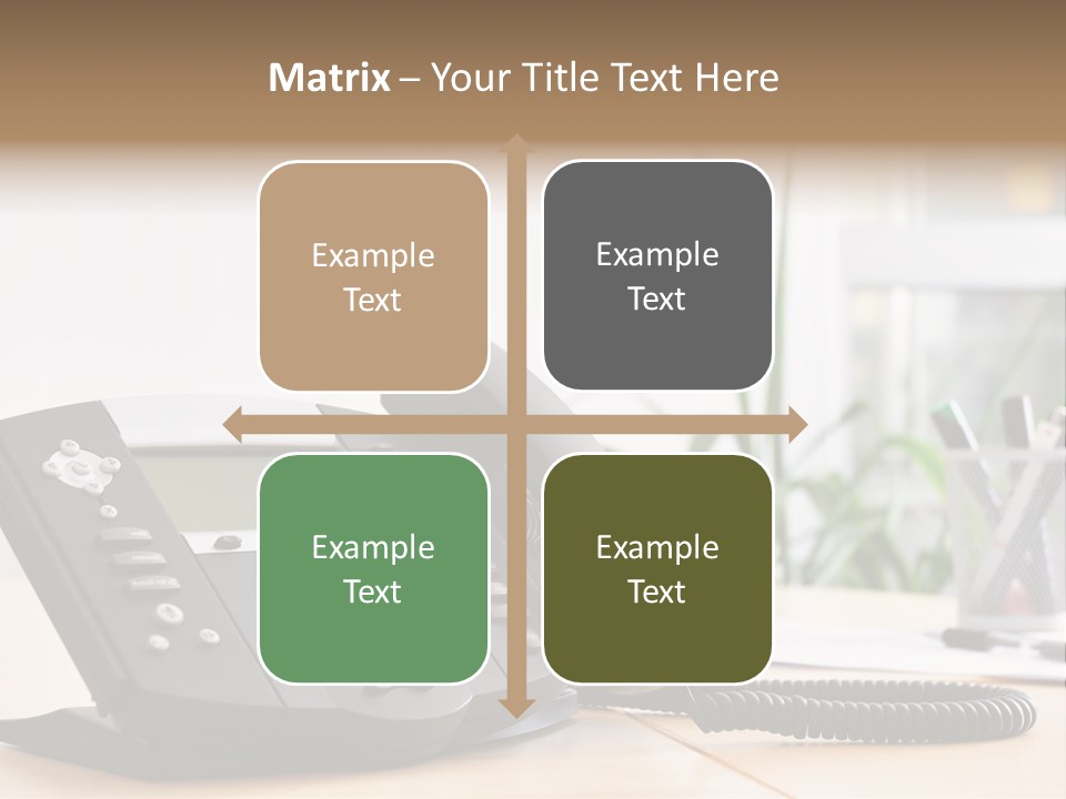 A Phone Sitting On Top Of A Wooden Desk PowerPoint Template