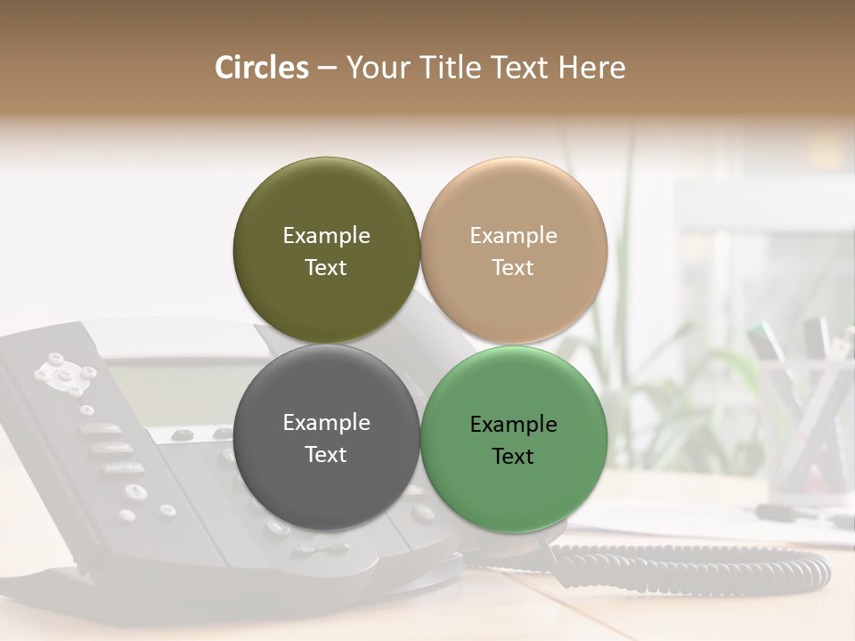 A Phone Sitting On Top Of A Wooden Desk PowerPoint Template