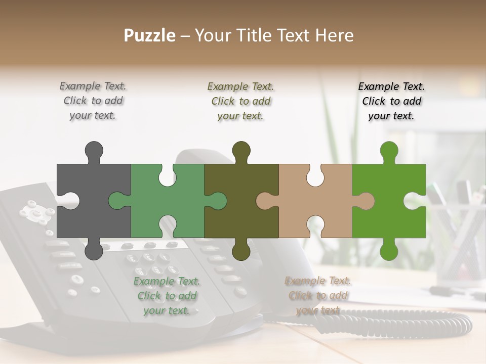 A Phone Sitting On Top Of A Wooden Desk PowerPoint Template