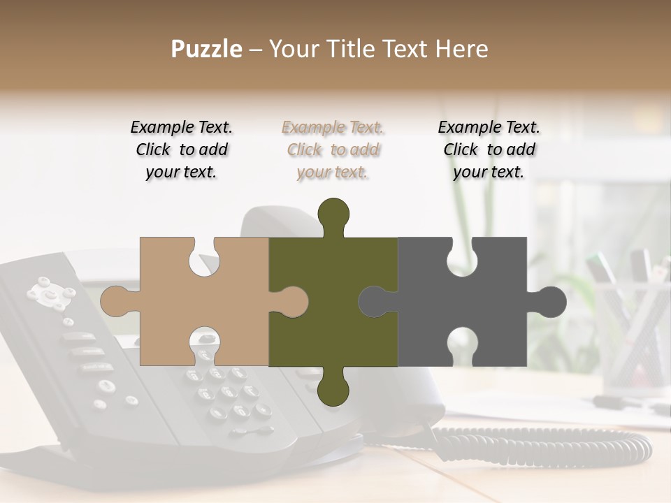 A Phone Sitting On Top Of A Wooden Desk PowerPoint Template