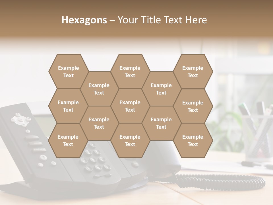 A Phone Sitting On Top Of A Wooden Desk PowerPoint Template