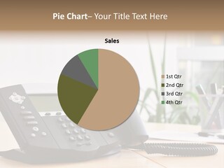 A Phone Sitting On Top Of A Wooden Desk PowerPoint Template