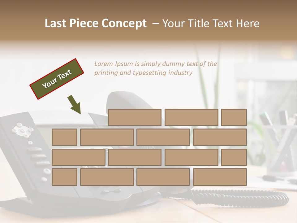 A Phone Sitting On Top Of A Wooden Desk PowerPoint Template