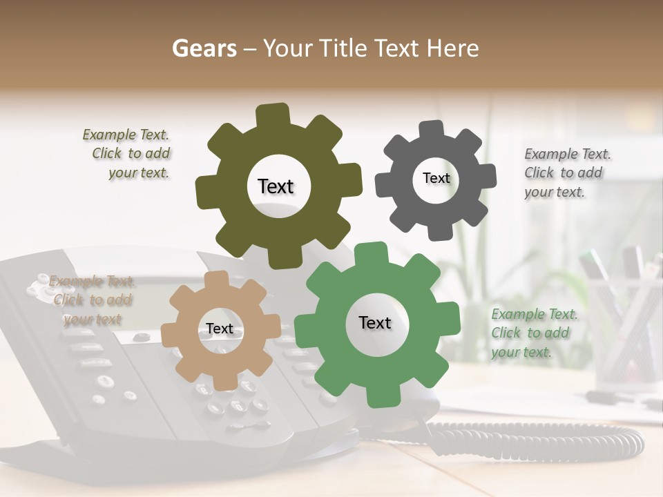 A Phone Sitting On Top Of A Wooden Desk PowerPoint Template