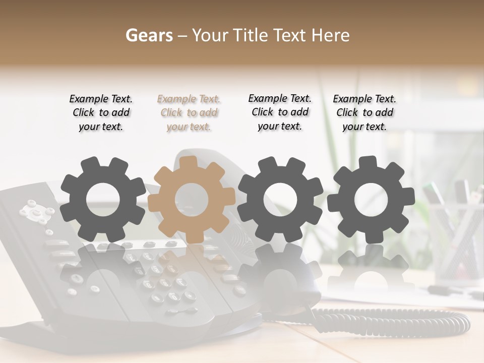 A Phone Sitting On Top Of A Wooden Desk PowerPoint Template