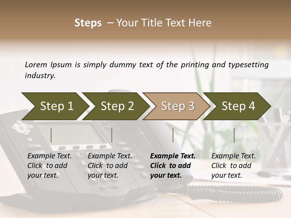 A Phone Sitting On Top Of A Wooden Desk PowerPoint Template
