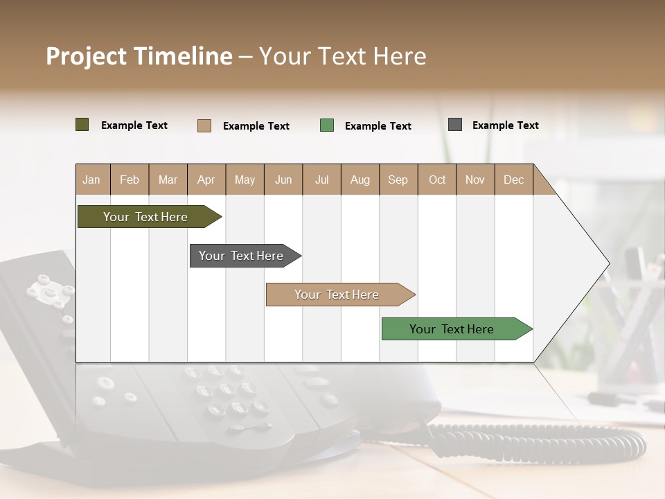 A Phone Sitting On Top Of A Wooden Desk PowerPoint Template