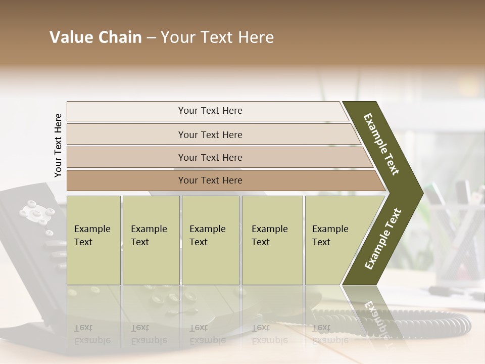 A Phone Sitting On Top Of A Wooden Desk PowerPoint Template
