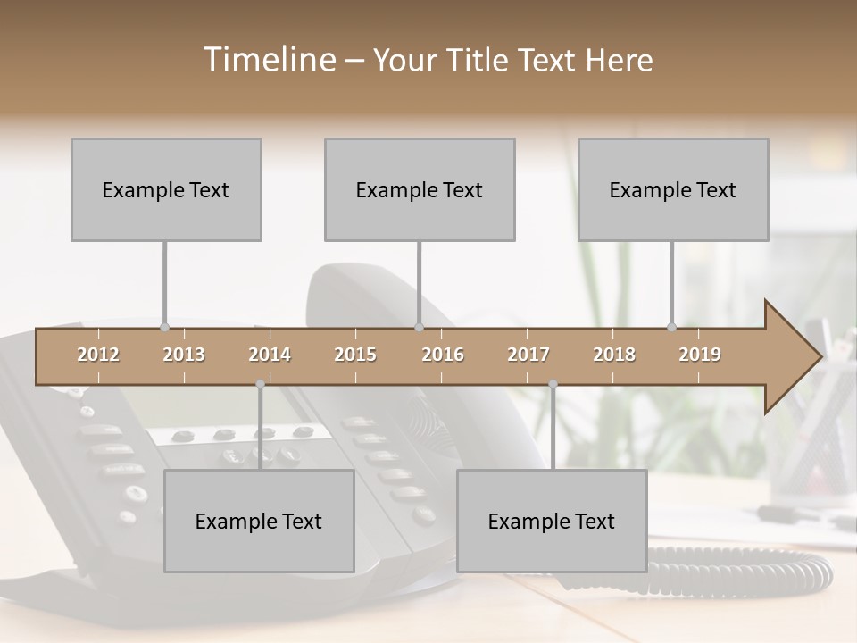 A Phone Sitting On Top Of A Wooden Desk PowerPoint Template